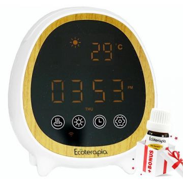Difuzor aromaterapie TOM cu display, ceas si alarma + Bonus