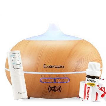 Difuzor de aromaterapie Aroma Vulcano Smart, control prin aplicatie Lemn natur + BONUS Difuzor de aromaterapie Aroma Vulcano Smart, control prin aplicatie Lemn natur + BONUS
