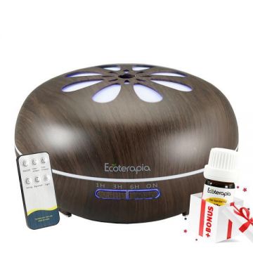 Difuzor de aromaterapie Blessing Dew, 550 ml, cu telecomanda Lemn inchis + Bonus