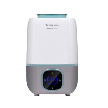 Umidificator aer Taurus Brume Paradise, 25 W, 3 trepte de nebulizare, rezervor detasabil 3 L, aromaterapie, temporizator, afisaj digital, autonomie 13 ore, oprire automata, ultrasunete, Alb/Gri