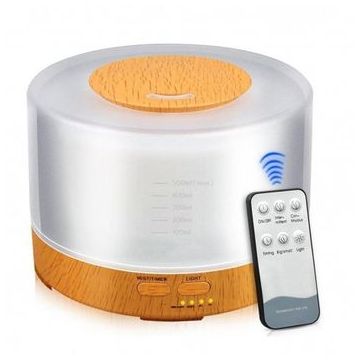 Umidificator Aer Ultrasonic Techstar® U70, Aromaterapie, Iluminare RGB, Portabil, Telecomanda, Rezervor 700ml, Stejar