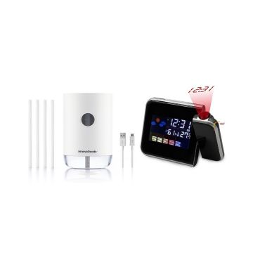 Umidificator cu ultrasunete, 1 Litru, reîncărcabil + Ceas digital cu proiectie, termo si higro Umidificator cu ultrasunete, 1 Litru, reîncărcabil + Ceas digital cu proiectie, termo si higro