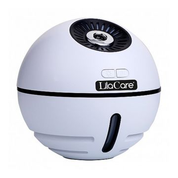 Umidificator de aer 3 in 1 Lila Care, 300 ml, mini-ventilator/lampa de birou, Alb/Negru