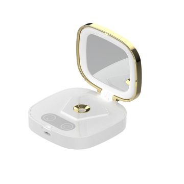 Umidificator Ultrasonic Techstar® VNM103, Forma de Pudriera, Vanity Mirror, Oglina Luminata, Acumulator, Design Elegant, Alb Umidificator Ultrasonic Techstar® VNM103, Forma de Pudriera, Vanity Mirror, Oglina Luminata, Acumulator, Design Elegant, Alb