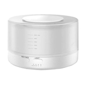 Umidificator SIKS® difuzor aroma, telecomanda, lumini led, 500 ml, alb