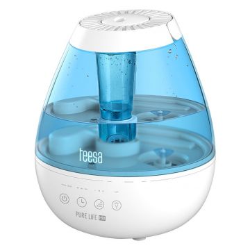 Umidificator ultrasonic H90 Pure Life Teesa, rezervor 2.5 l, 250 ml/h, oprire automata, lumina de noapte, Alb