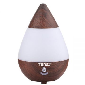 Difuzor Aromaterapie Teno®, 7 culori LED, lumini dinamice, buton on/off, capacitate 235ml, silentios, umidifica aerul, stejar inchis