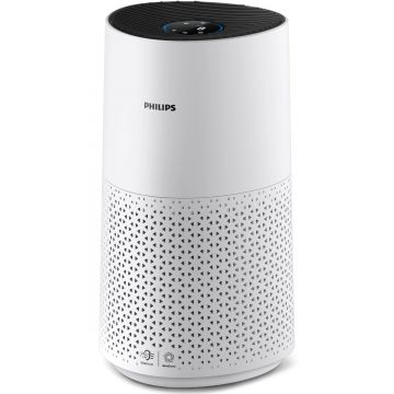 Purificator de aer Philips AC1715/10, seria 1000i, purifica incaperi de pana la 36 m², CADR 300 m3/h, 4 setari manuale de turtie (Nocturn, Turatia 1, 2, Turbo), filtre HEPA si cu carbon activ, conectat cu aplicatia Air+, Mod noctun, Alb