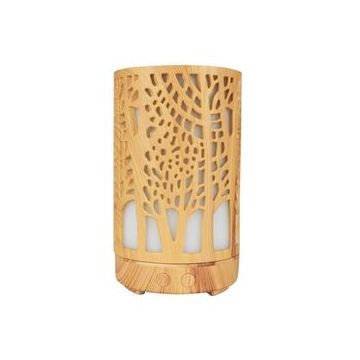 Umidificator aromaterapie SIKS® lumina led in 7 culori, model copaci, culoare lemn deschis
