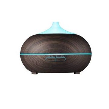 Umidificator aromaterapie SIKS® purificator aer cu ultrasunete, reglare de umiditate, 500 ml, lemn inchis