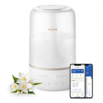 Umidificator de aer Philips Seria 1000 HU1510/04, 3l, Sistem Sky High Mist, 6  setari de iluminare (Alb)