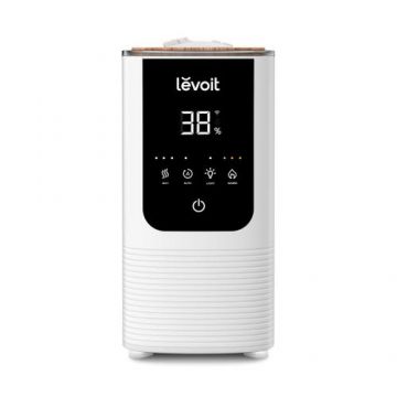 Umidificator LEVOIT OasisMist 450S Smart Ultrasonic Cool Mist Tower, Autonomie 45 ore, Rezervor 4.5 L,  Senzor de umiditate, Timer, Wi-Fi, 280W (Alb)