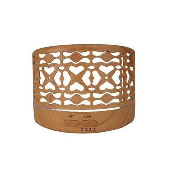 Umidificator SIKS®, 500 ml, 4 timpi, Inchidere automata, telecomada, lemn deschis, proiectie led