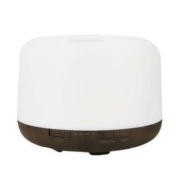 Umidificator SIKS® cu telecomanda aromaterapie, difuzor, purificator aer, 500 ml, alb/lemn inchis