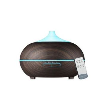 Umidificator SIKS® cu ultrasunete si lumini led, purificator aer 500 ml, telecomanda lemn inchis