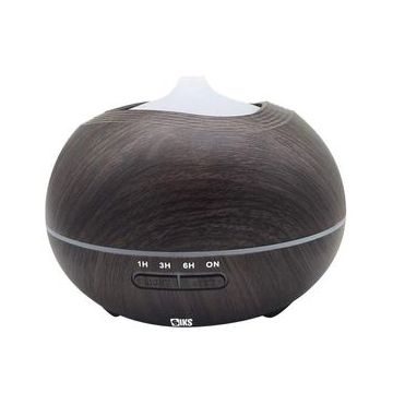 Umidificator SIKS model triunghi, difuzor aroma, 400 ml, lemn inchis