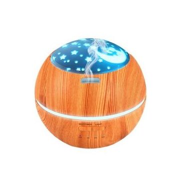 Umidificator SIKS® ultrasunete, proiectie lumini multicolore, difuzor aroma, lemn deschis