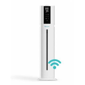 Umidificator AlecoAir U40 Tower White New, WiFi, Lampa UV-C, Higrostat, Lumini ambientale, Vapori calzi, Aromaterapie